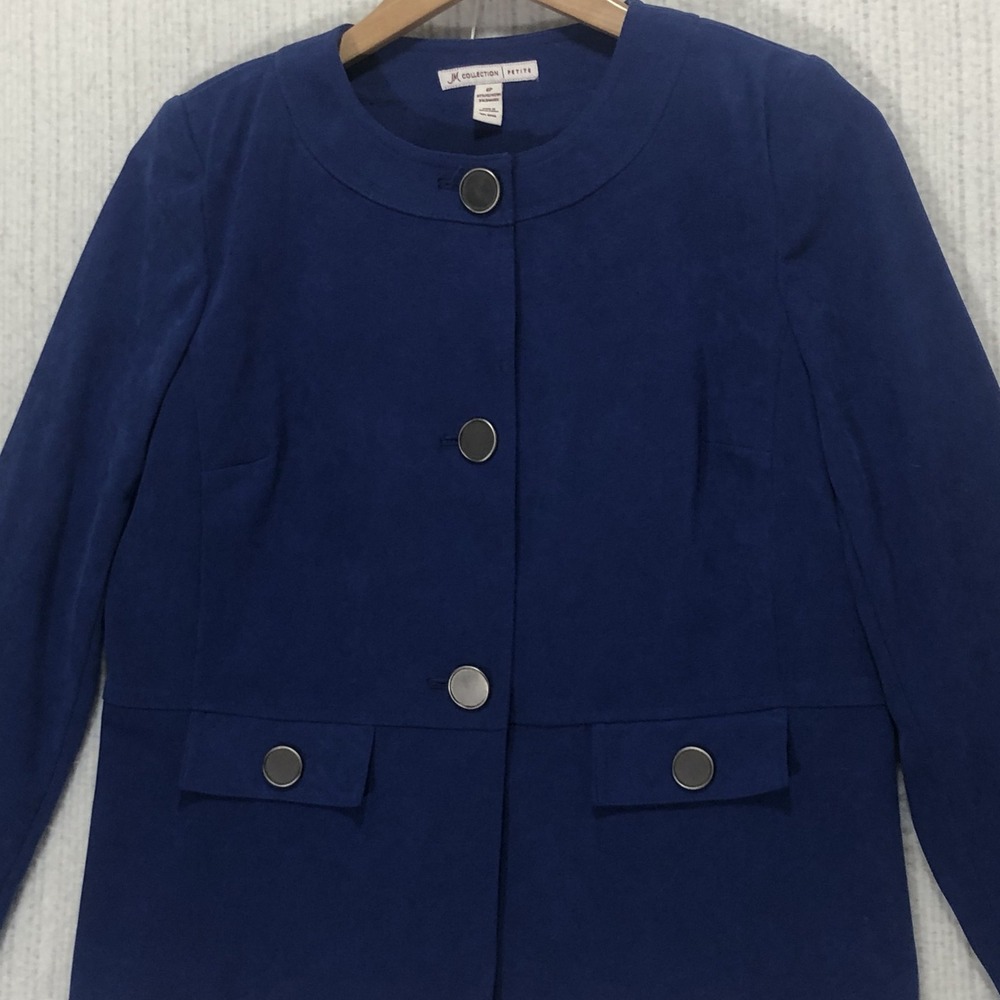 JM Collection Petite Royal Blue 3 Button Blazer Jacket 6P Career